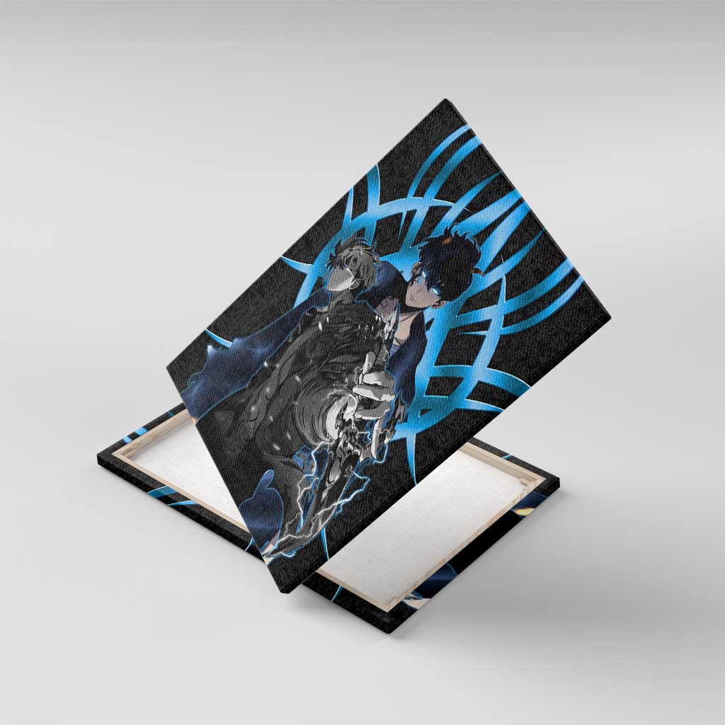 Sung Jin Woo Solo Leveling Canvas Wall Art Neon Shadowcore Anime Style
