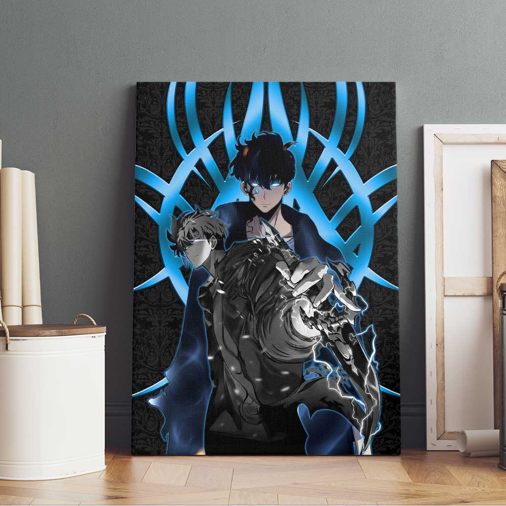 Sung Jin Woo Solo Leveling Canvas Wall Art Neon Shadowcore Anime Style