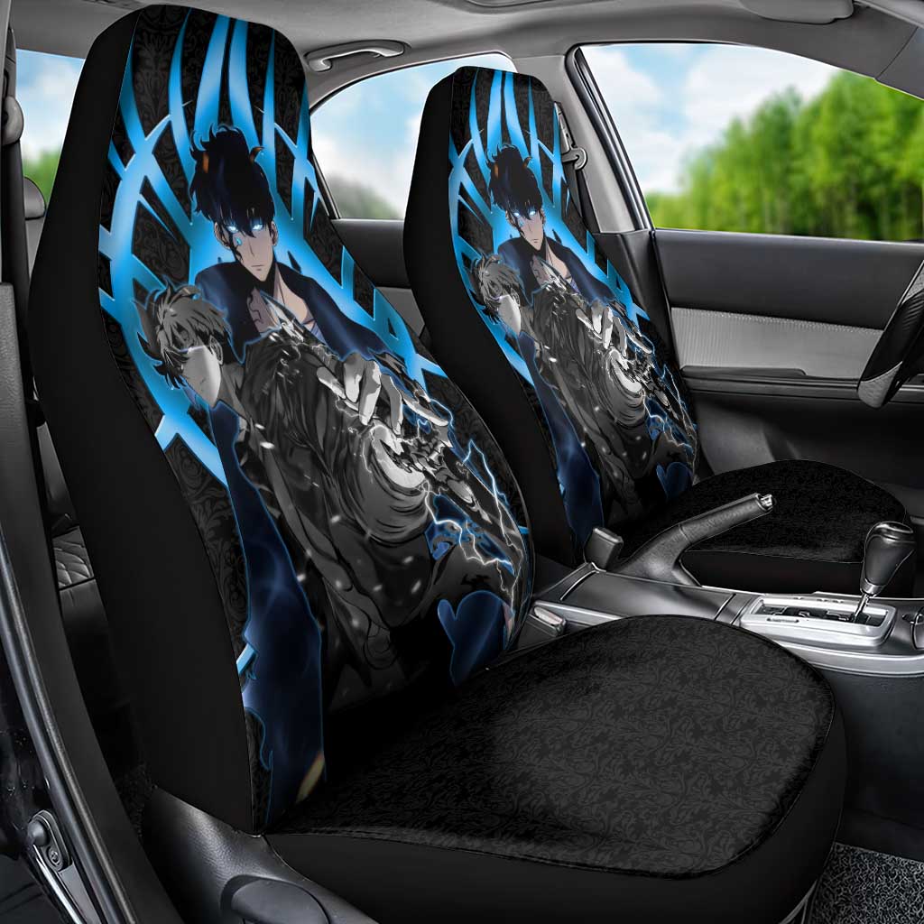 Sung Jin Woo Solo Leveling Car Seat Cover Neon Shadowcore Anime Style