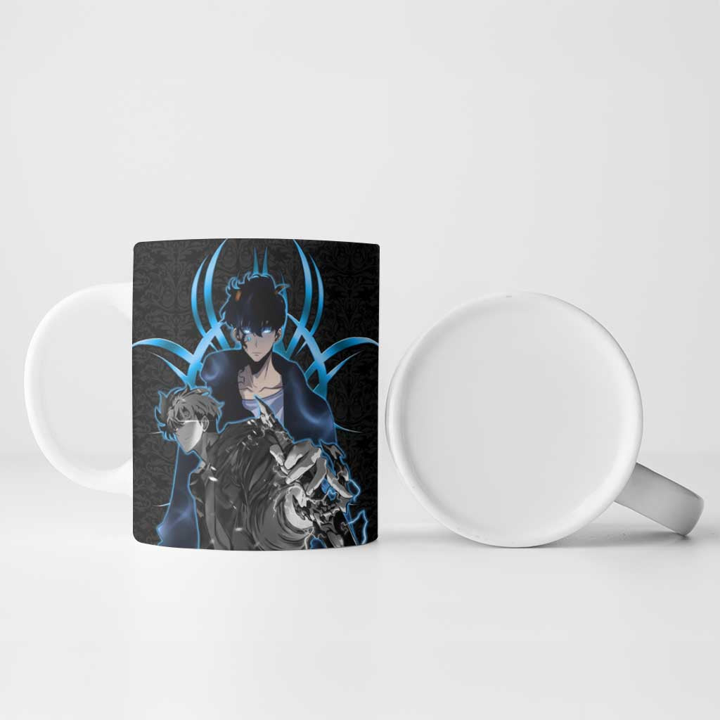 Sung Jin Woo Solo Leveling Ceramic Mug Neon Shadowcore Anime Style