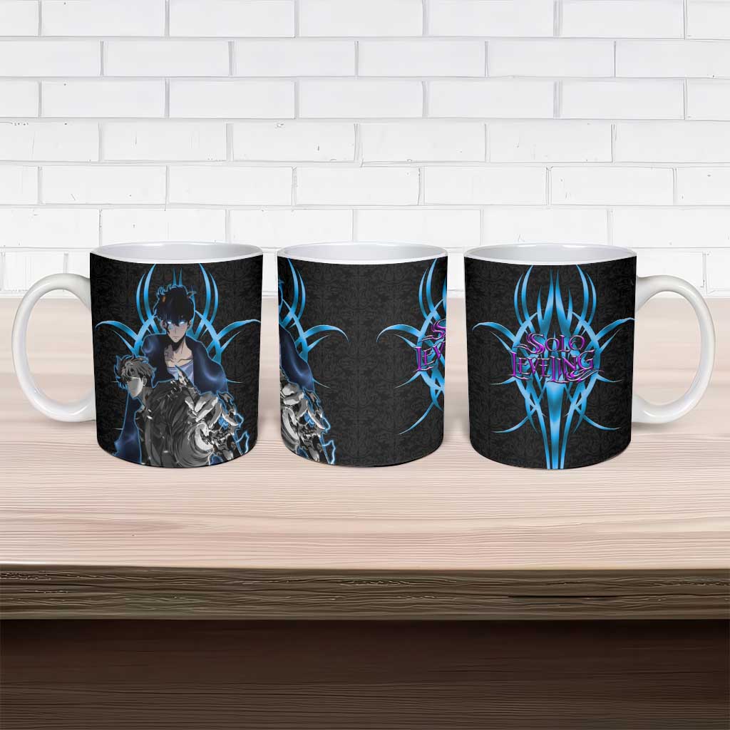 Sung Jin Woo Solo Leveling Ceramic Mug Neon Shadowcore Anime Style