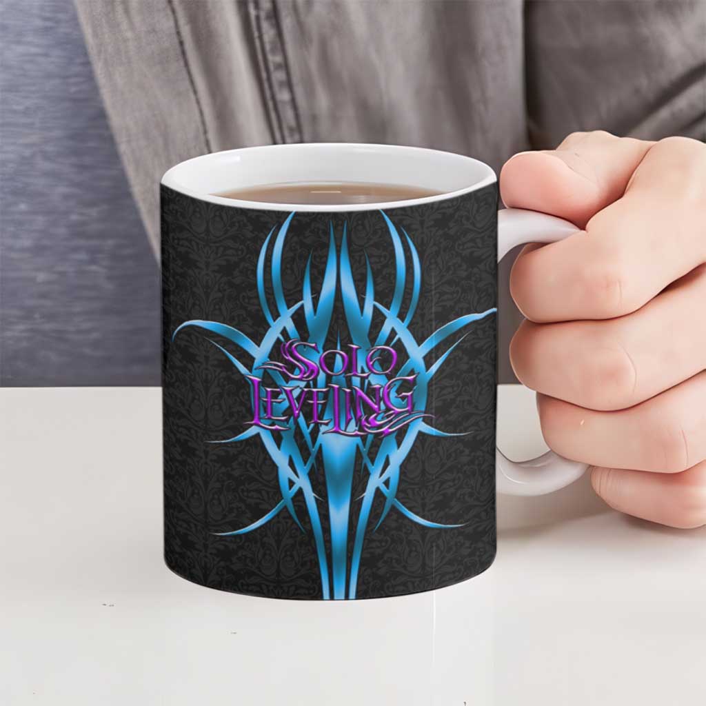 Sung Jin Woo Solo Leveling Ceramic Mug Neon Shadowcore Anime Style