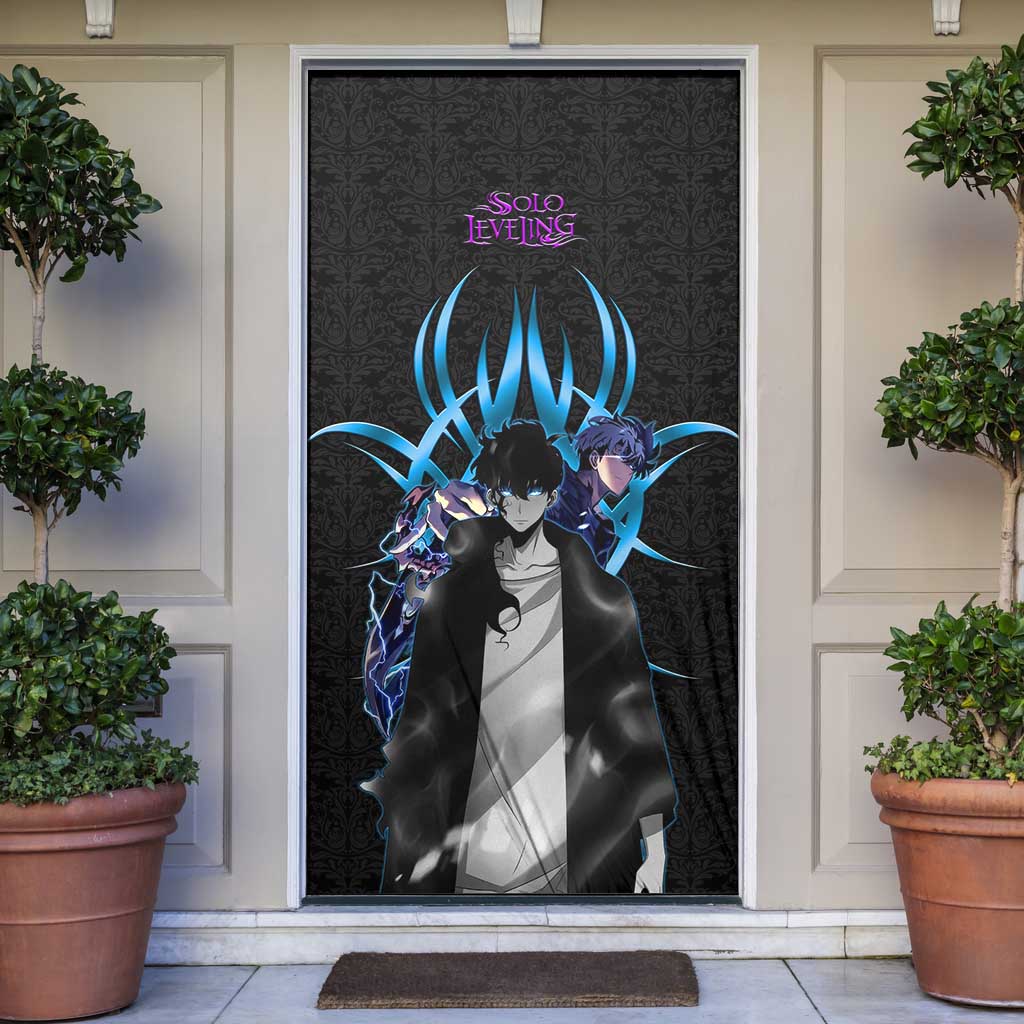 Sung Jin Woo Solo Leveling Door Cover Neon Shadowcore Anime Style