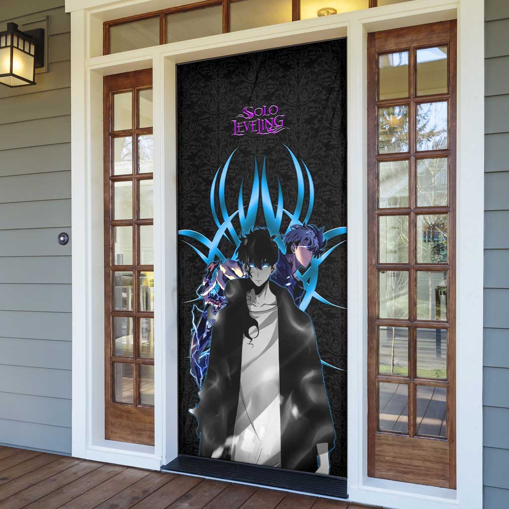 Sung Jin Woo Solo Leveling Door Cover Neon Shadowcore Anime Style