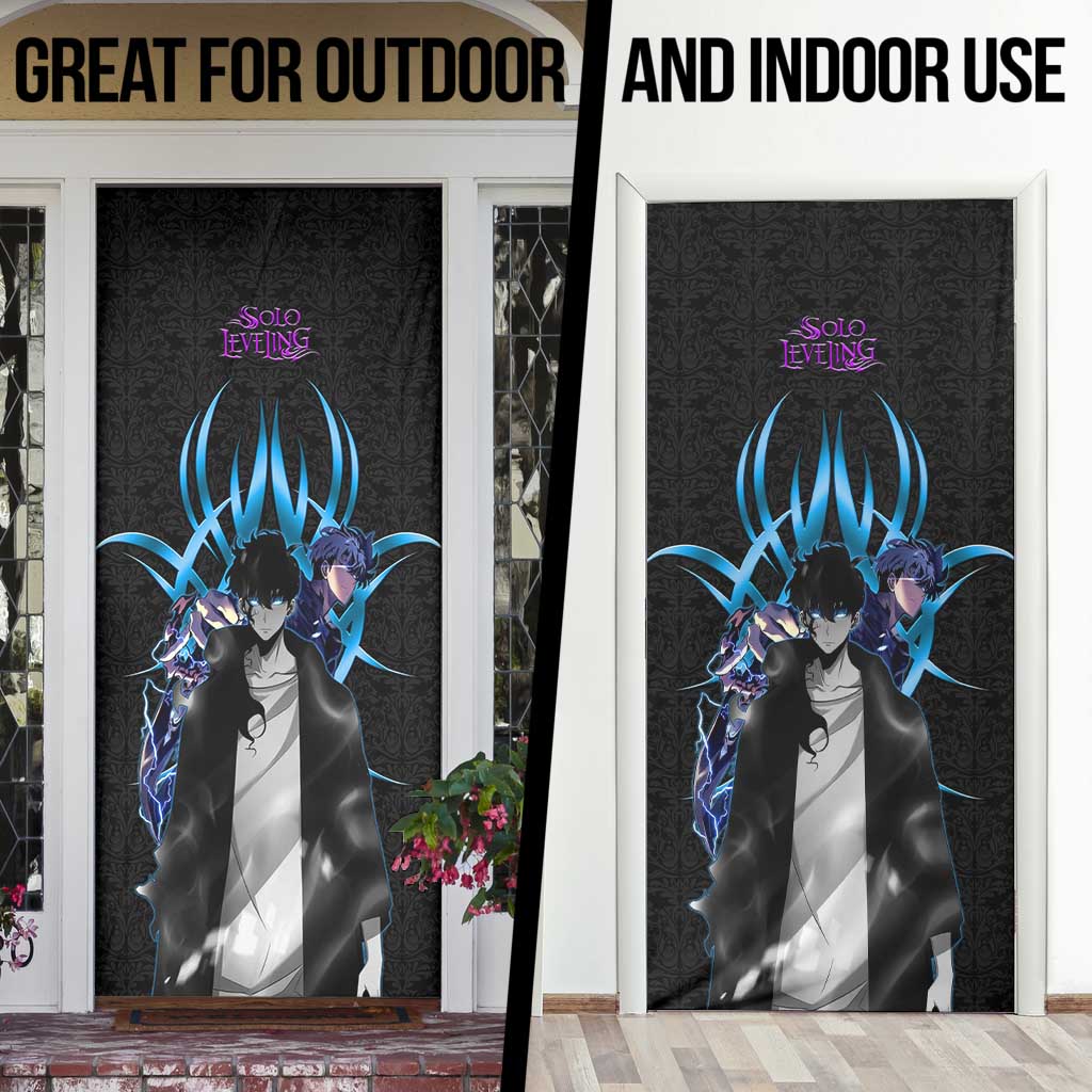 Sung Jin Woo Solo Leveling Door Cover Neon Shadowcore Anime Style