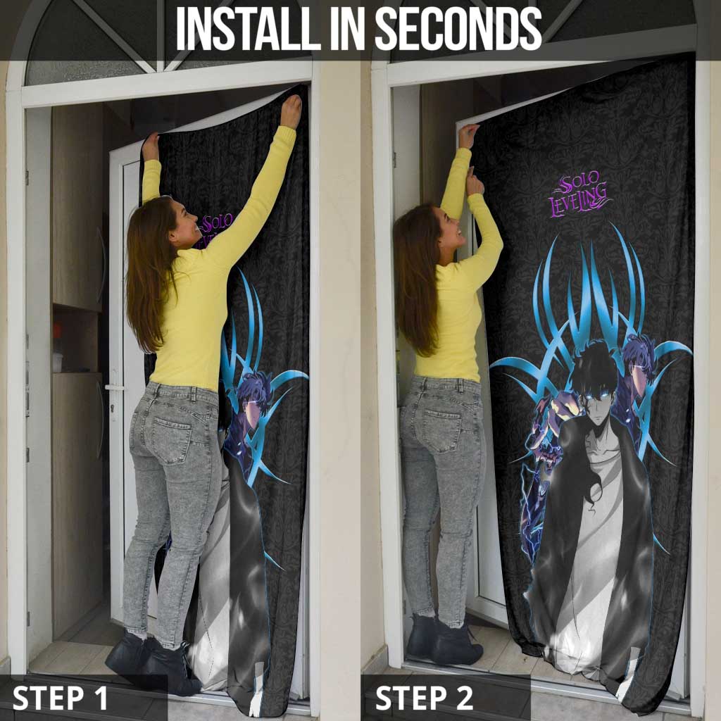 Sung Jin Woo Solo Leveling Door Cover Neon Shadowcore Anime Style