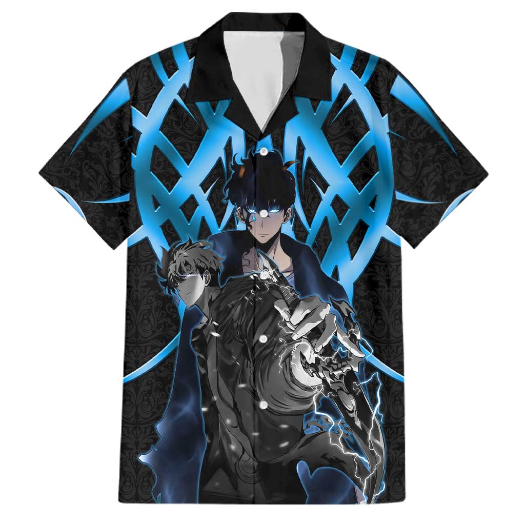 Sung Jin Woo Solo Leveling Family Matching Summer Maxi Dress and Hawaiian Shirt Neon Shadowcore Anime Style
