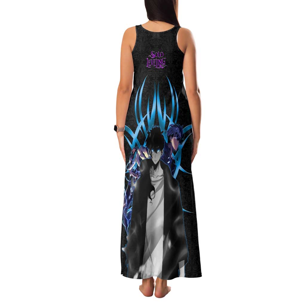 Sung Jin Woo Solo Leveling Family Matching Tank Maxi Dress and Hawaiian Shirt Neon Shadowcore Anime Style