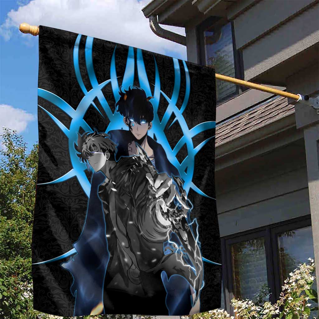 Sung Jin Woo Solo Leveling Garden Flag Neon Shadowcore Anime Style