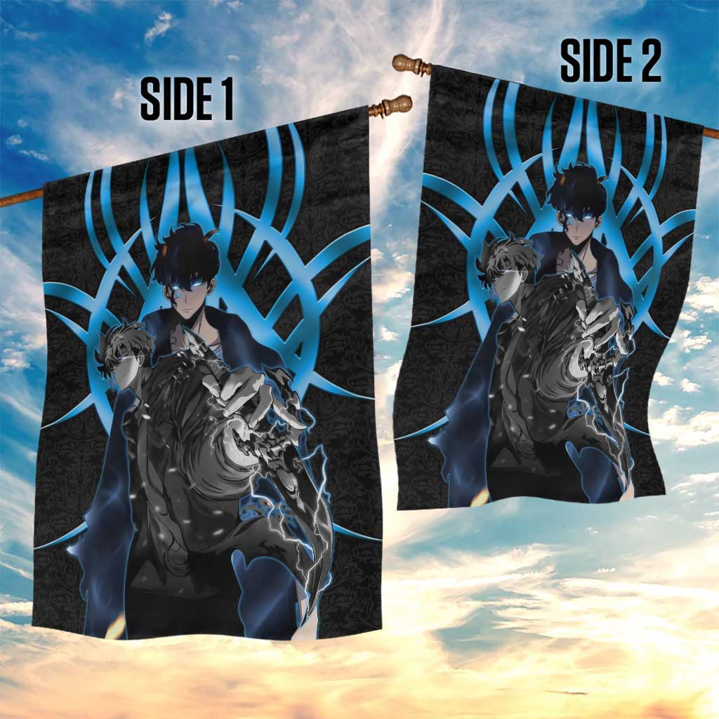 Sung Jin Woo Solo Leveling Garden Flag Neon Shadowcore Anime Style