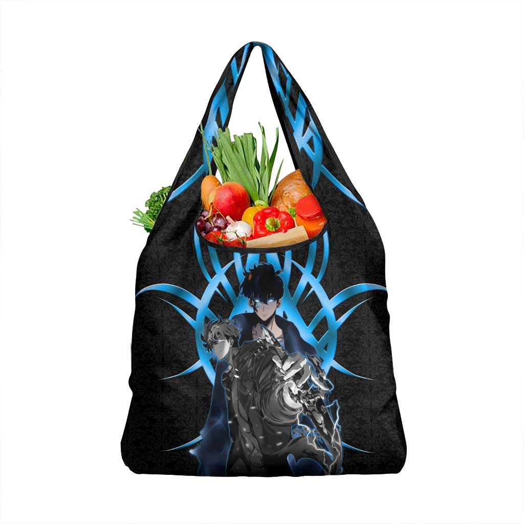 Sung Jin Woo Solo Leveling Grocery Bag Neon Shadowcore Anime Style