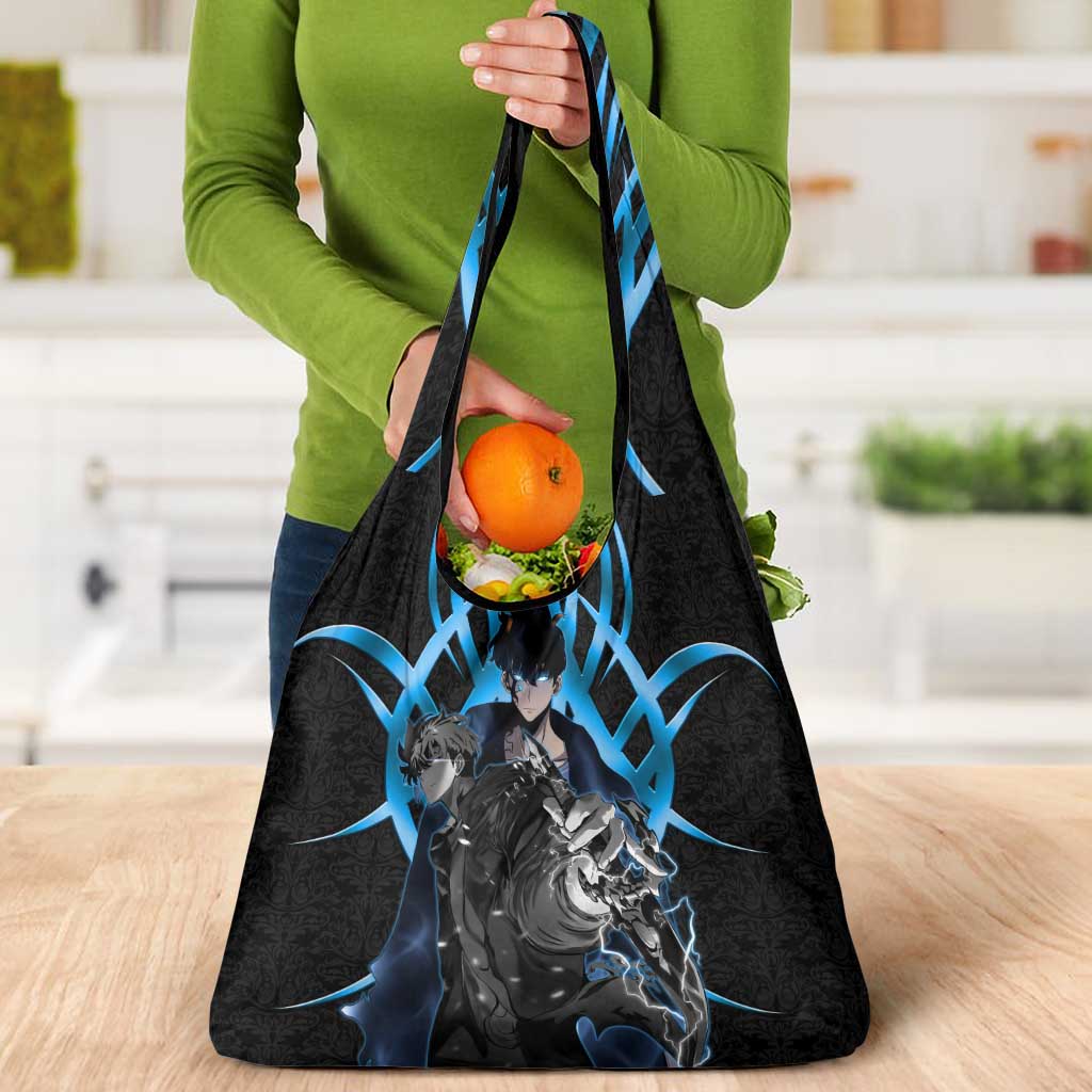 Sung Jin Woo Solo Leveling Grocery Bag Neon Shadowcore Anime Style
