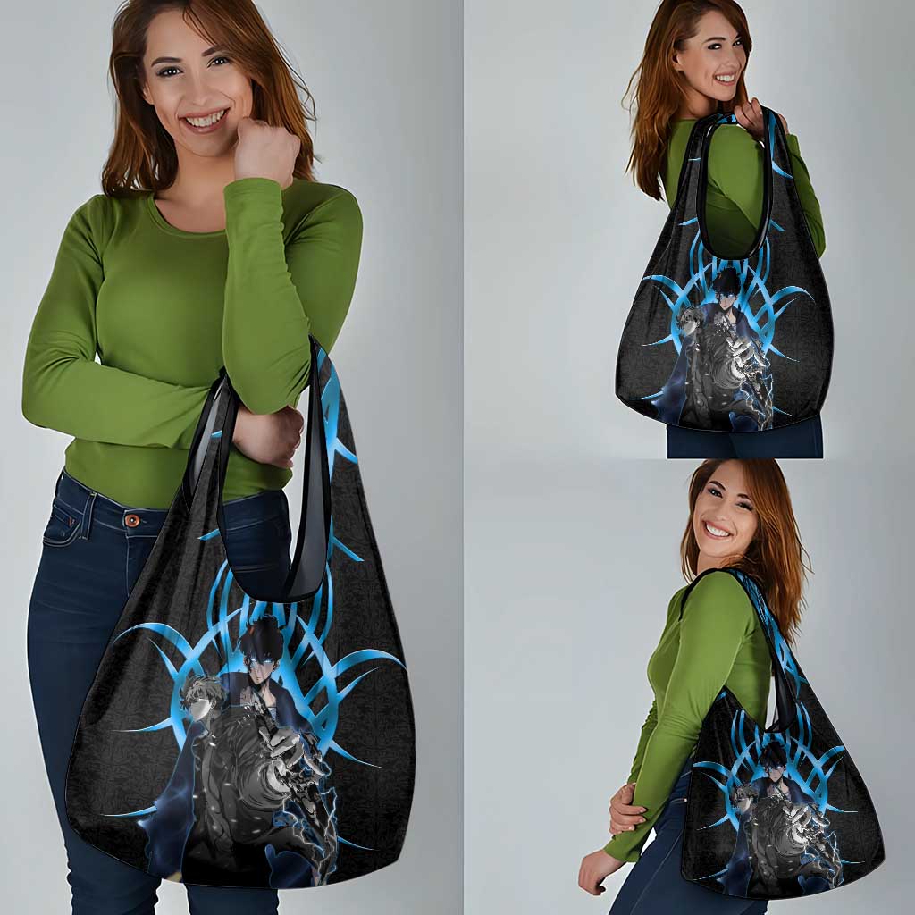 Sung Jin Woo Solo Leveling Grocery Bag Neon Shadowcore Anime Style
