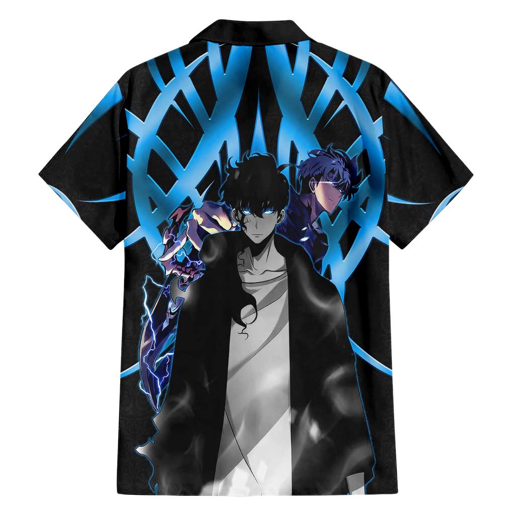 Sung Jin Woo Solo Leveling Hawaiian Shirt Neon Shadowcore Anime Style