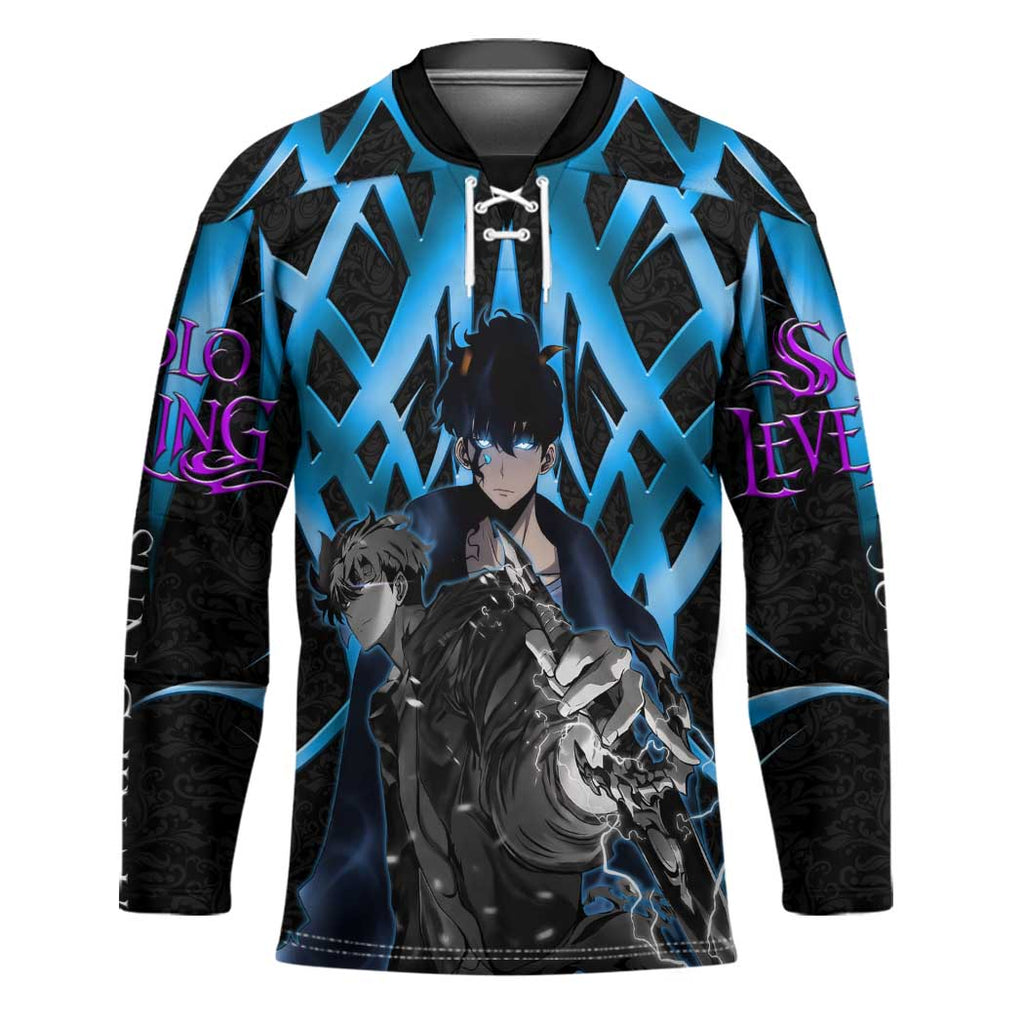Sung Jin Woo Solo Leveling Hockey Jersey Neon Shadowcore Anime Style