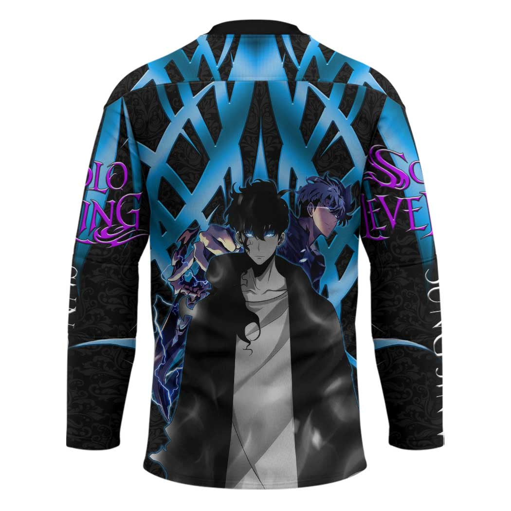 Sung Jin Woo Solo Leveling Hockey Jersey Neon Shadowcore Anime Style