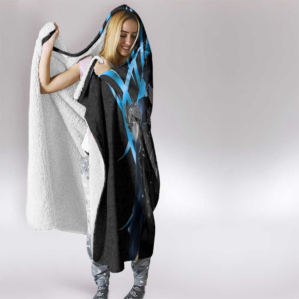 Sung Jin Woo Solo Leveling Hooded Blanket Neon Shadowcore Anime Style