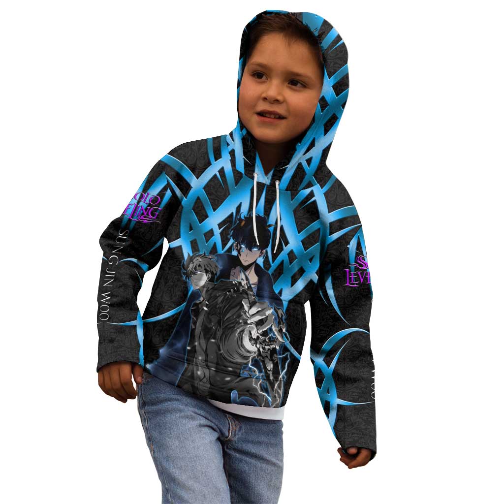 Sung Jin Woo Solo Leveling Kid Hoodie Neon Shadowcore Anime Style