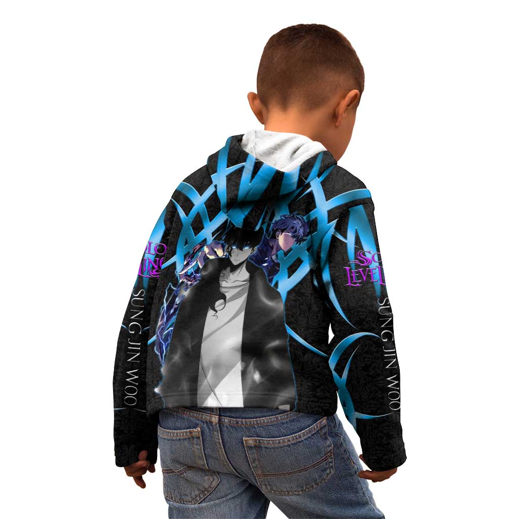 Sung Jin Woo Solo Leveling Kid Hoodie Neon Shadowcore Anime Style