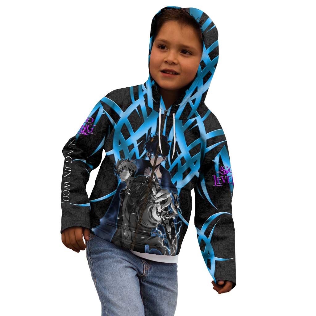 Sung Jin Woo Solo Leveling Kid Hoodie Neon Shadowcore Anime Style