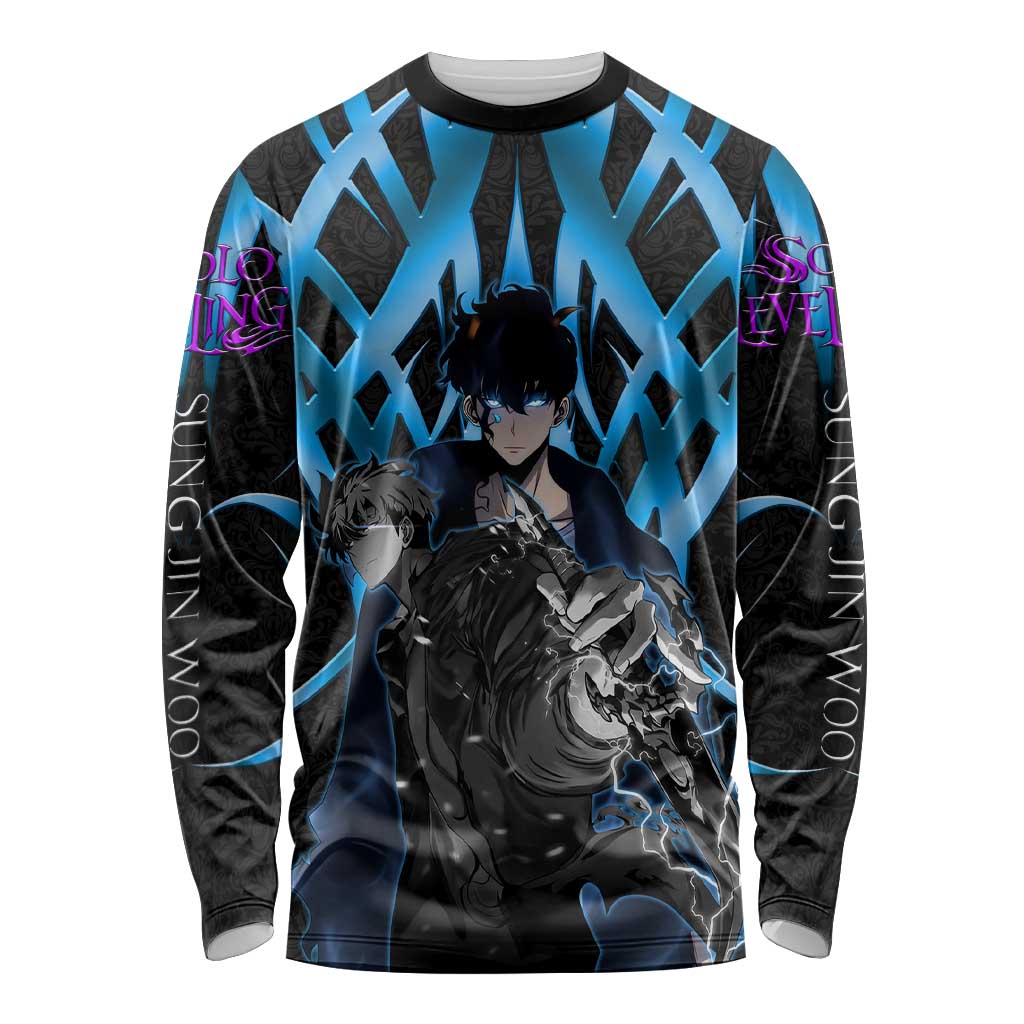 Sung Jin Woo Solo Leveling Long Sleeve Shirt Neon Shadowcore Anime Style