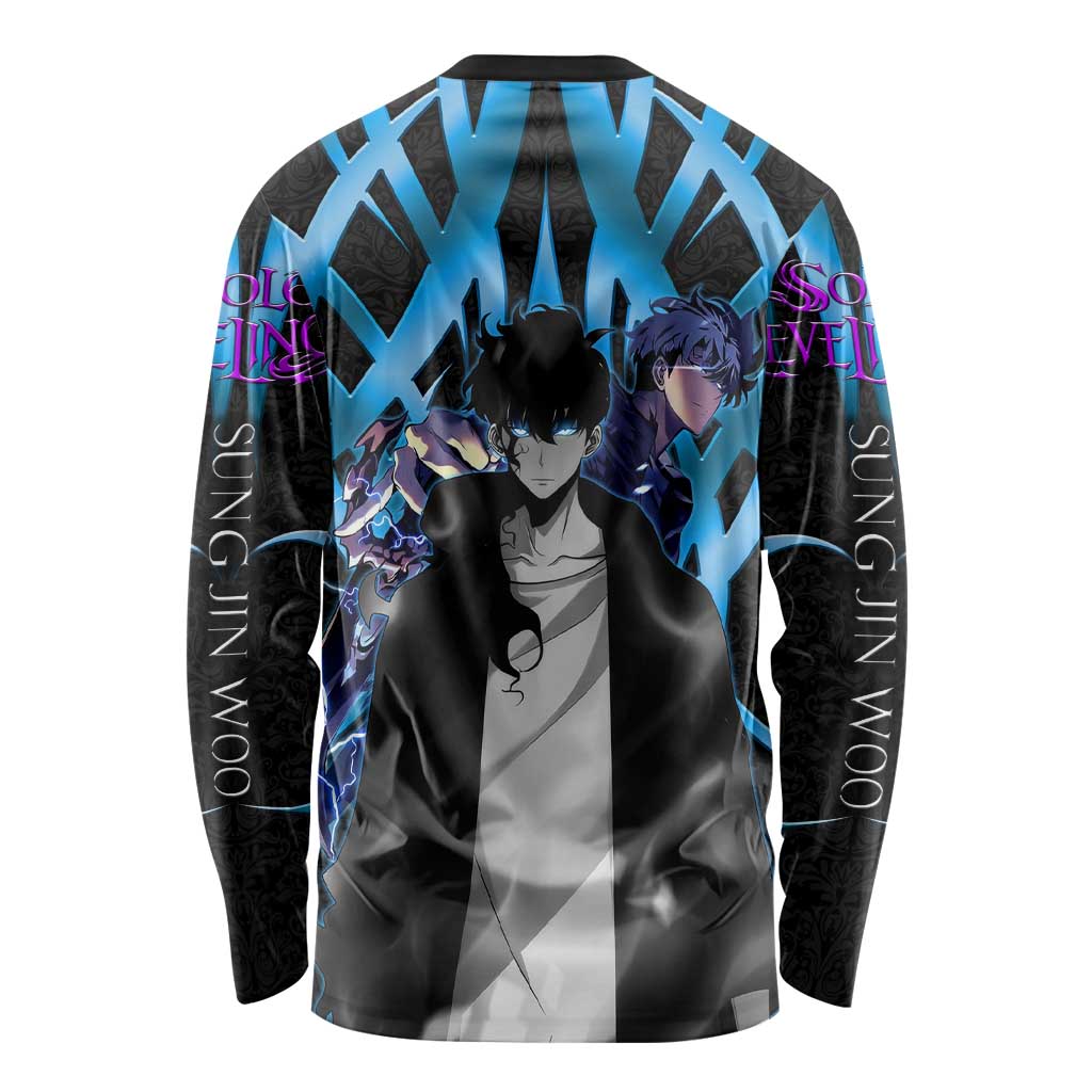 Sung Jin Woo Solo Leveling Long Sleeve Shirt Neon Shadowcore Anime Style