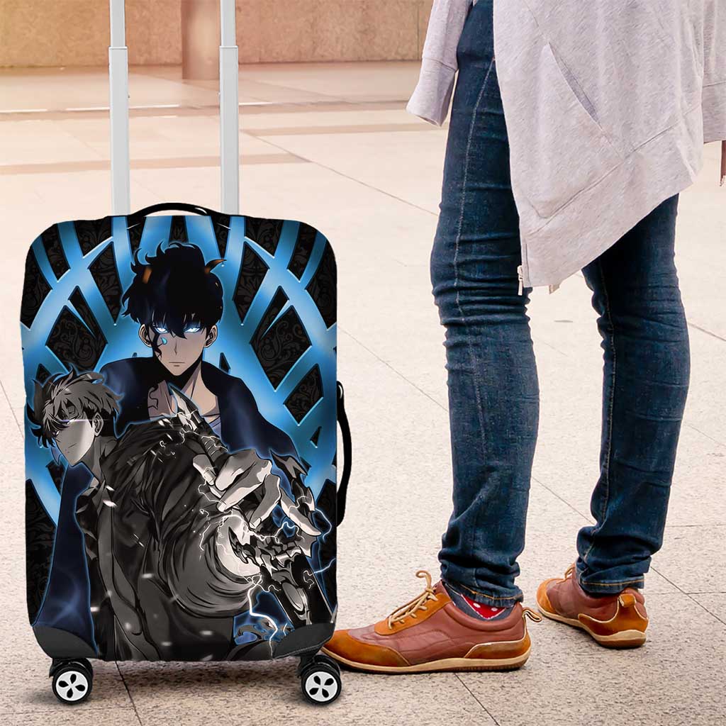 Sung Jin Woo Solo Leveling Luggage Cover Neon Shadowcore Anime Style
