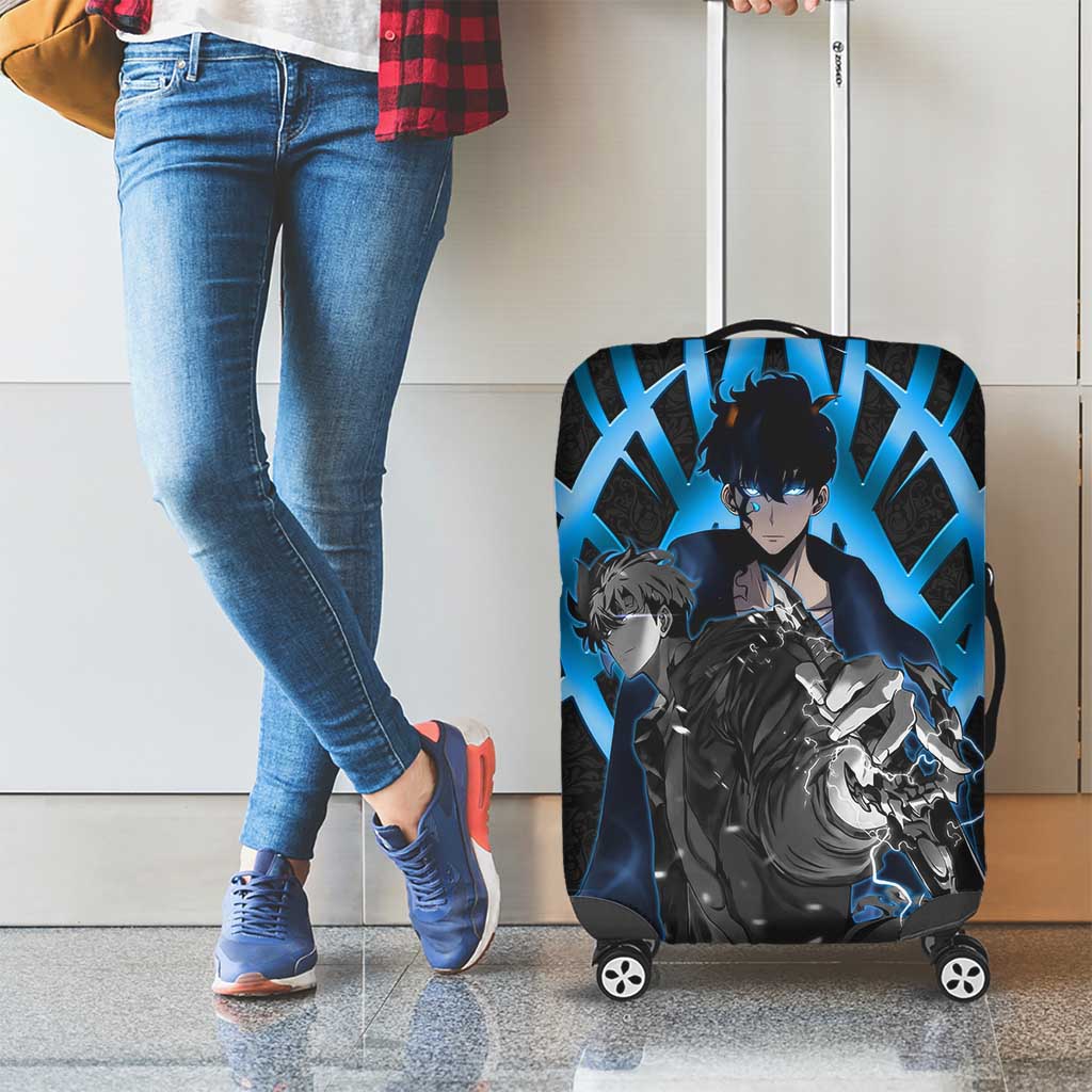 Sung Jin Woo Solo Leveling Luggage Cover Neon Shadowcore Anime Style