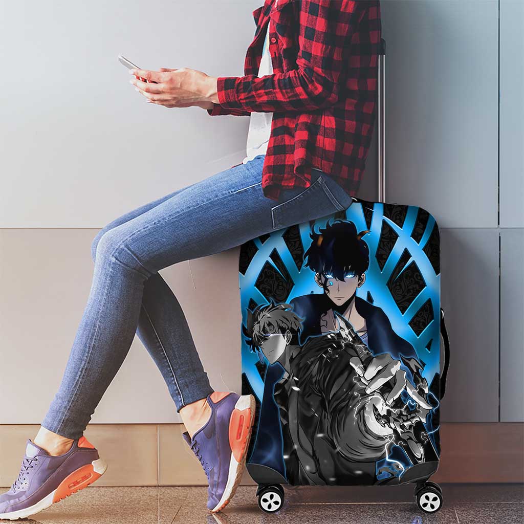 Sung Jin Woo Solo Leveling Luggage Cover Neon Shadowcore Anime Style