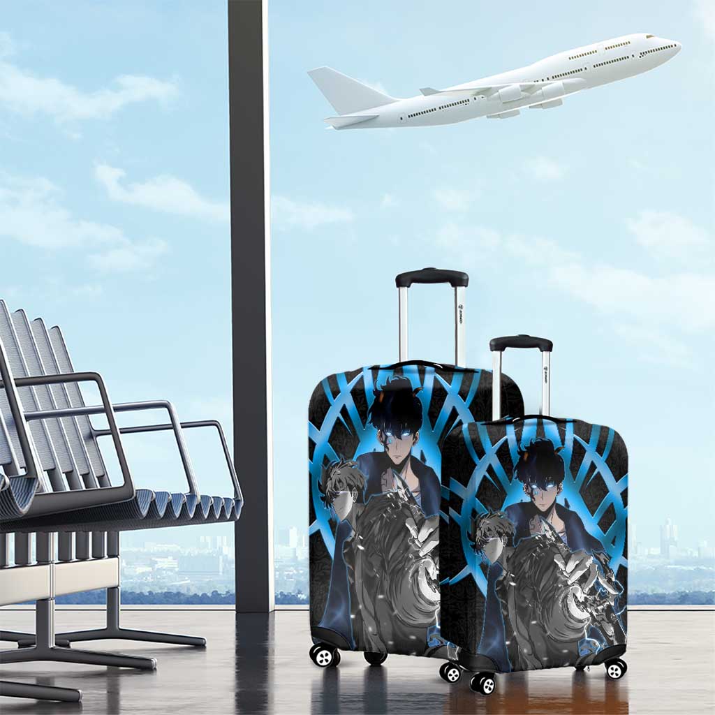 Sung Jin Woo Solo Leveling Luggage Cover Neon Shadowcore Anime Style