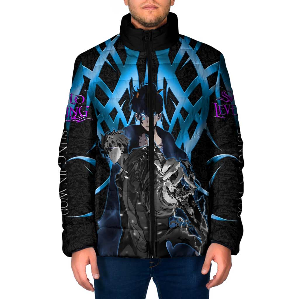 Sung Jin Woo Solo Leveling Padded Jacket Neon Shadowcore Anime Style