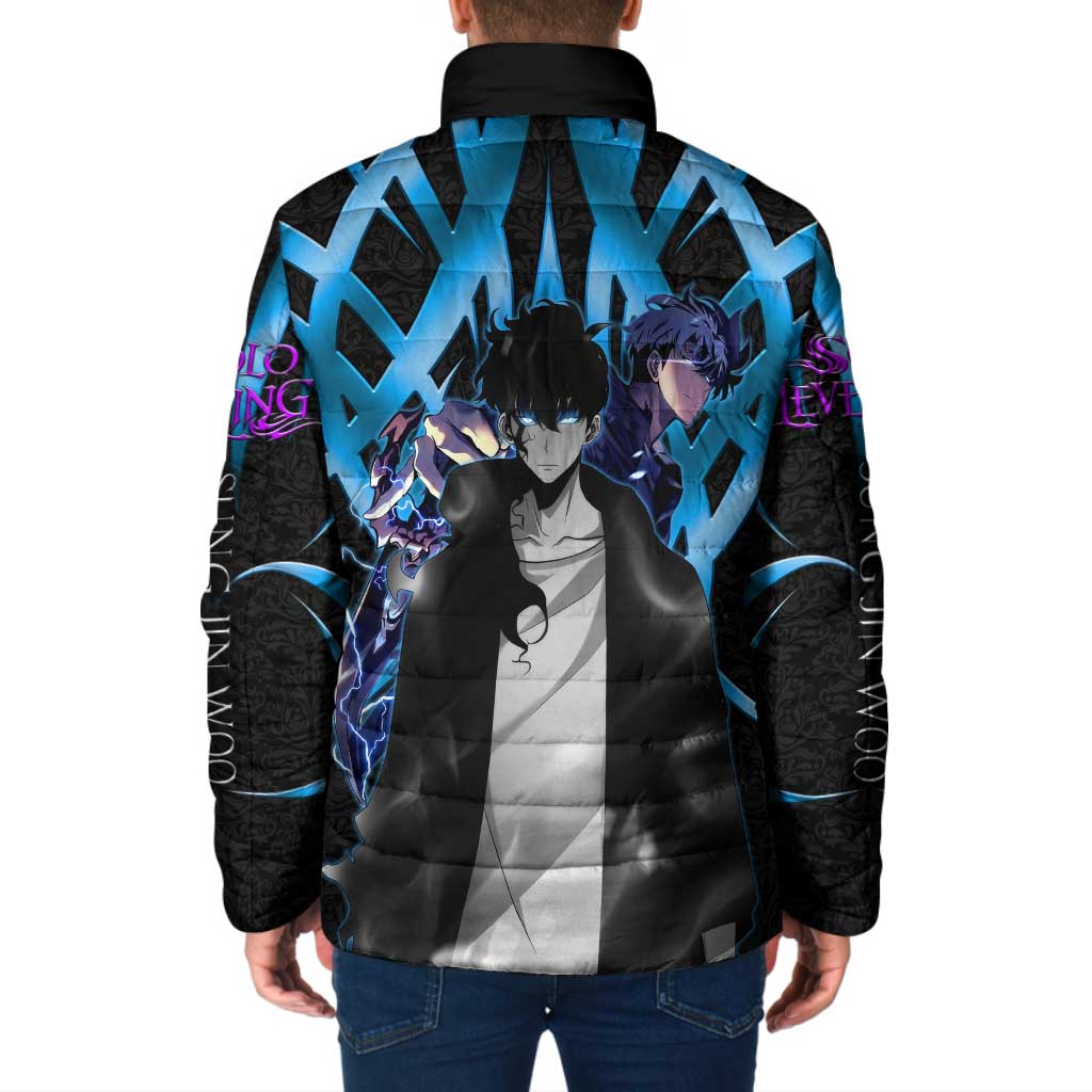 Sung Jin Woo Solo Leveling Padded Jacket Neon Shadowcore Anime Style