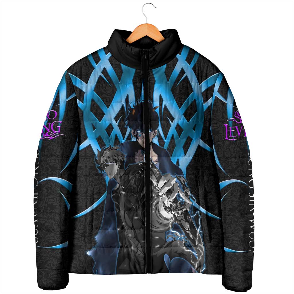 Sung Jin Woo Solo Leveling Padded Jacket Neon Shadowcore Anime Style