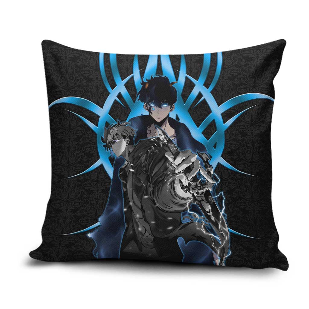 Sung Jin Woo Solo Leveling Pillow Cover Neon Shadowcore Anime Style