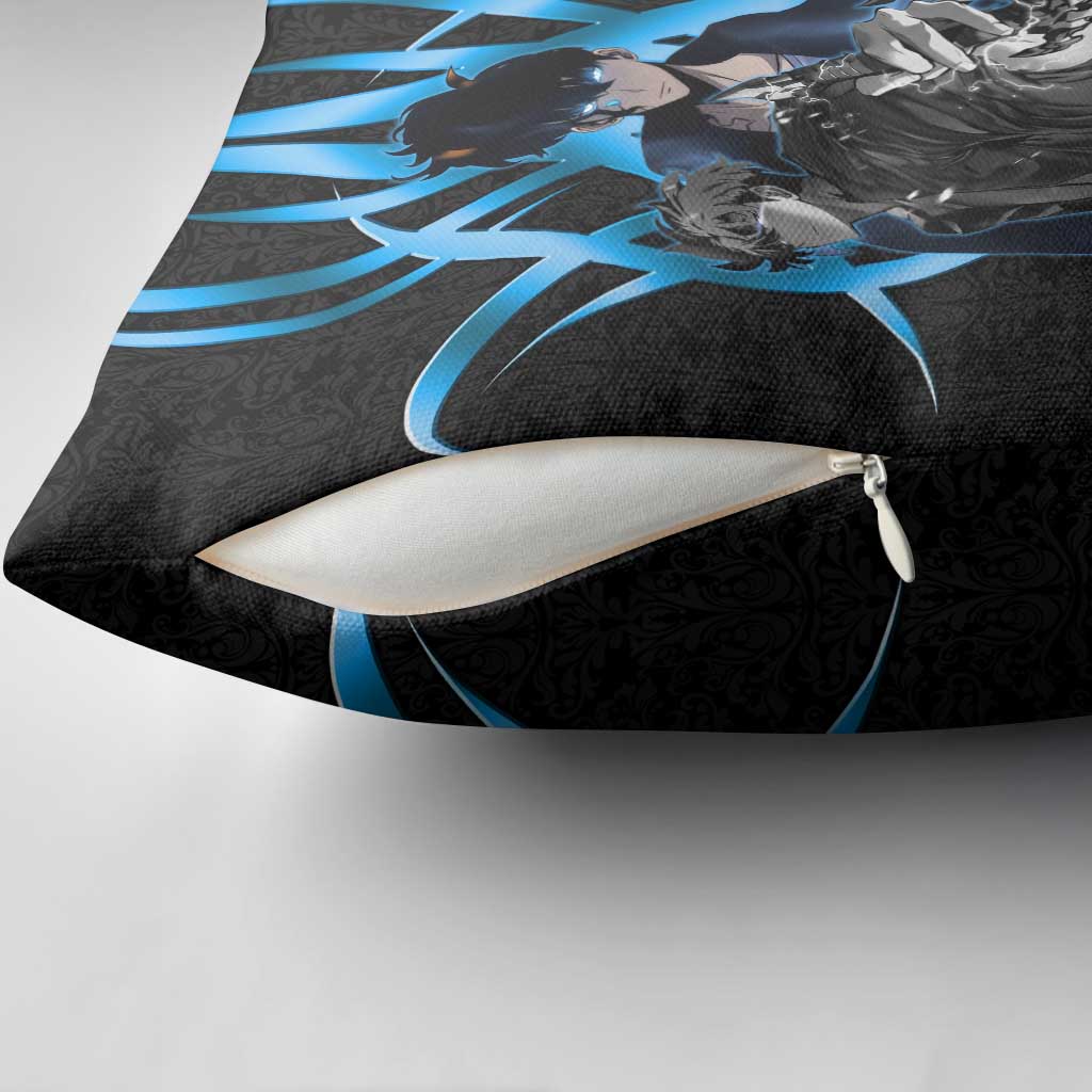 Sung Jin Woo Solo Leveling Pillow Cover Neon Shadowcore Anime Style