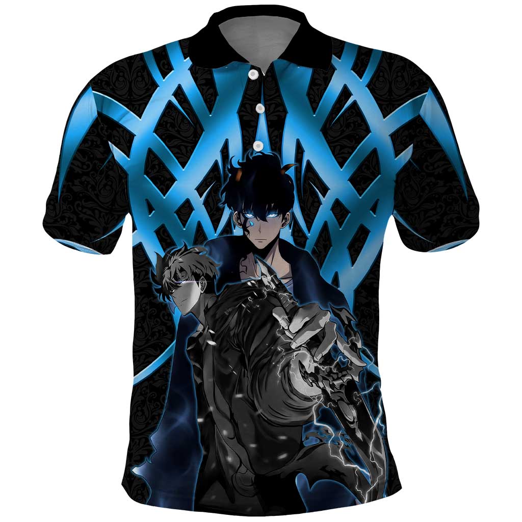 Sung Jin Woo Solo Leveling Polo Shirt Neon Shadowcore Anime Style