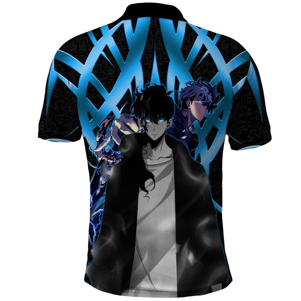 Sung Jin Woo Solo Leveling Polo Shirt Neon Shadowcore Anime Style