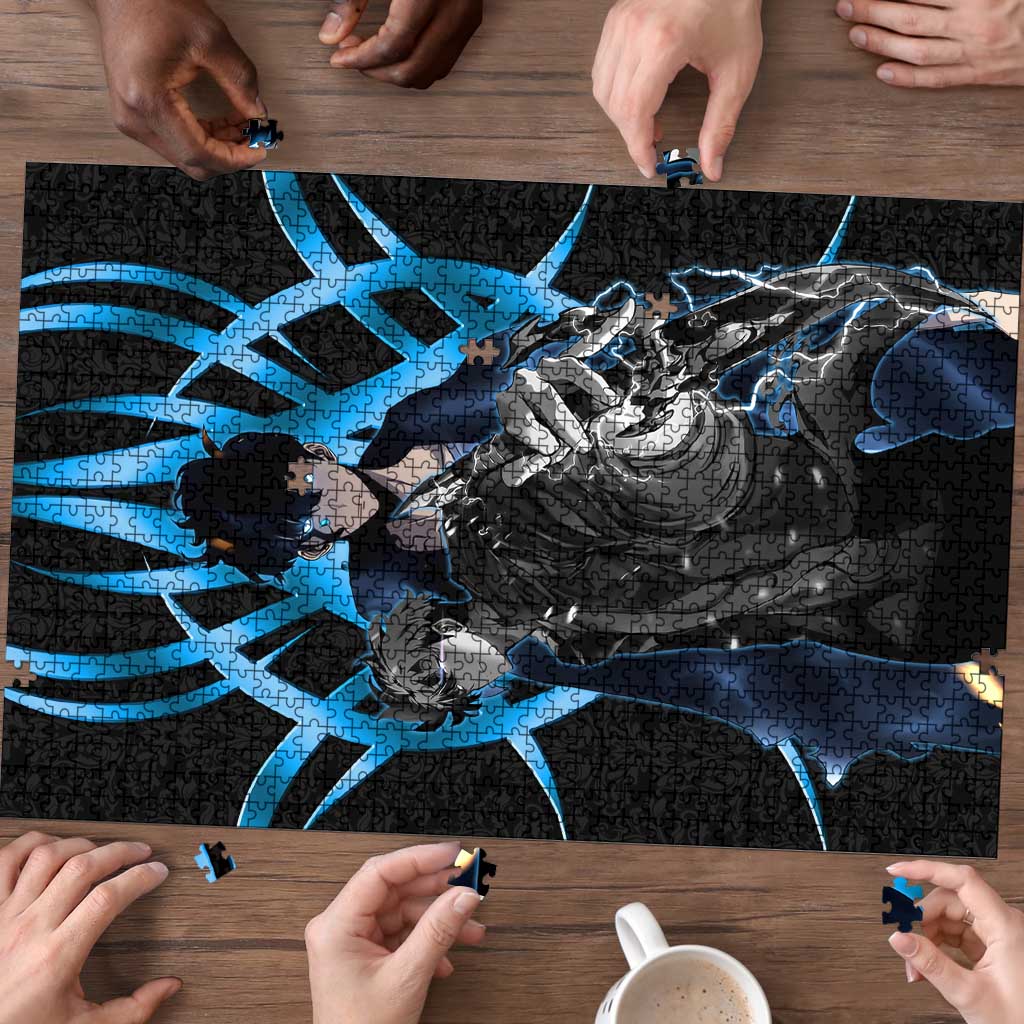 Sung Jin Woo Solo Leveling Puzzle Neon Shadowcore Anime Style