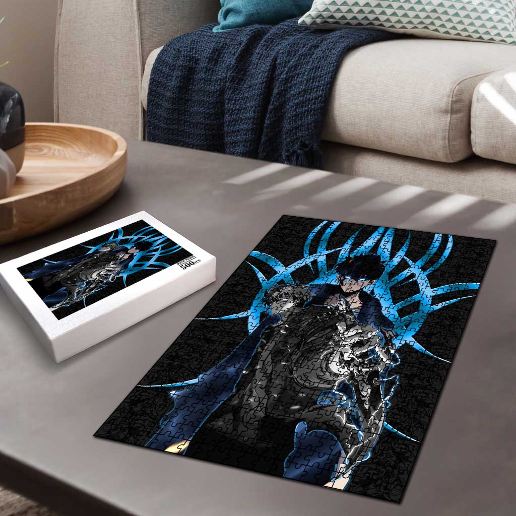 Sung Jin Woo Solo Leveling Puzzle Neon Shadowcore Anime Style