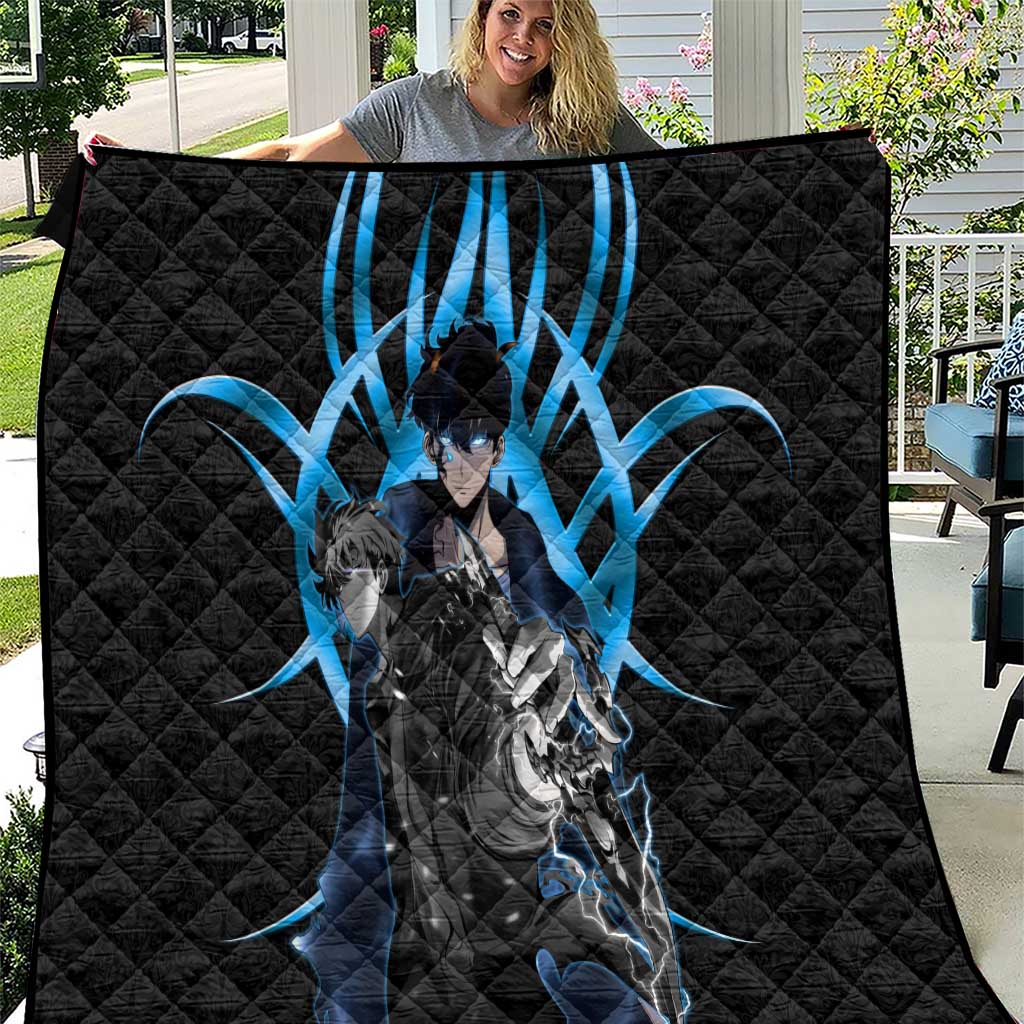 Sung Jin Woo Solo Leveling Quilt Neon Shadowcore Anime Style