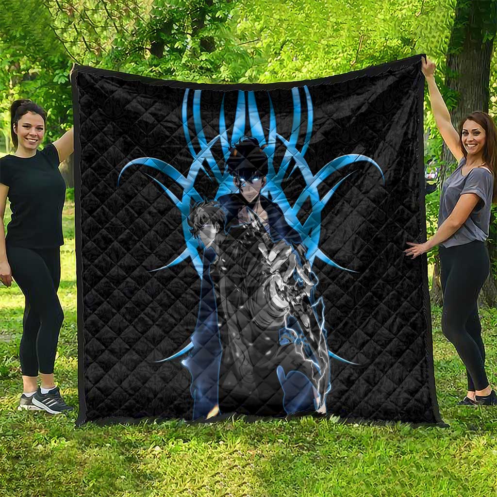 Sung Jin Woo Solo Leveling Quilt Neon Shadowcore Anime Style