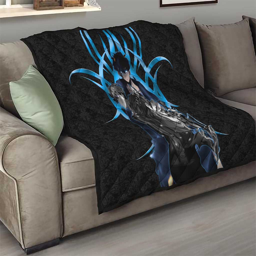 Sung Jin Woo Solo Leveling Quilt Neon Shadowcore Anime Style