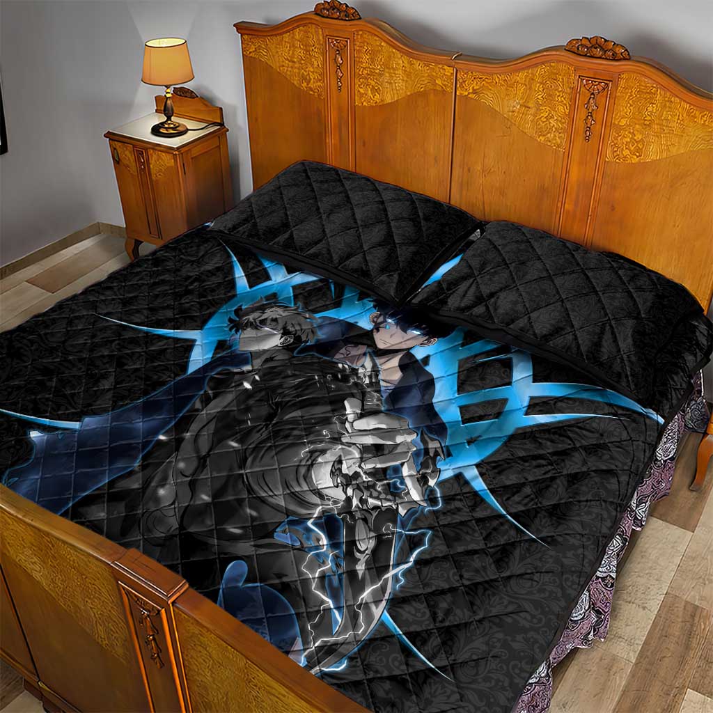 Sung Jin Woo Solo Leveling Quilt Bed Set Neon Shadowcore Anime Style