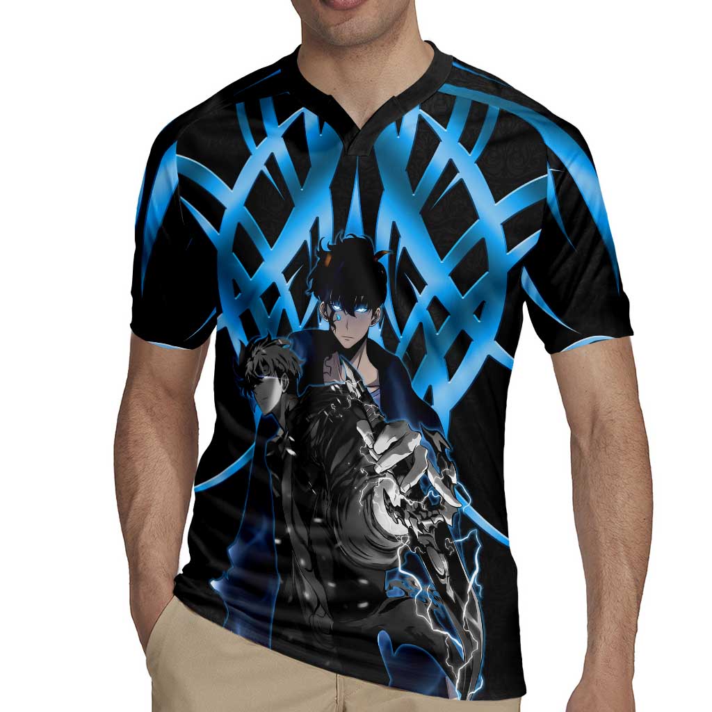 Sung Jin Woo Solo Leveling Rugby Jersey Neon Shadowcore Anime Style