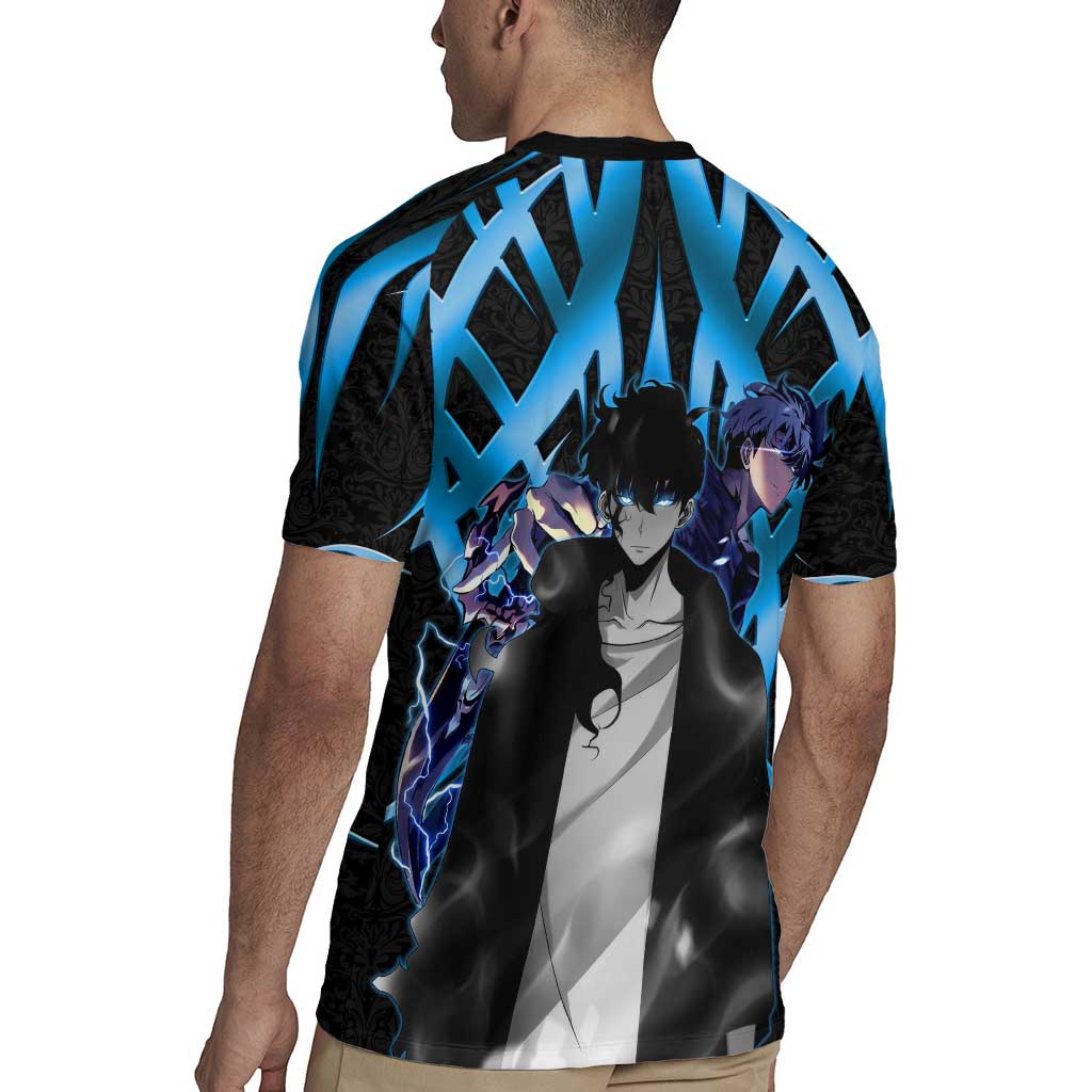 Sung Jin Woo Solo Leveling Rugby Jersey Neon Shadowcore Anime Style