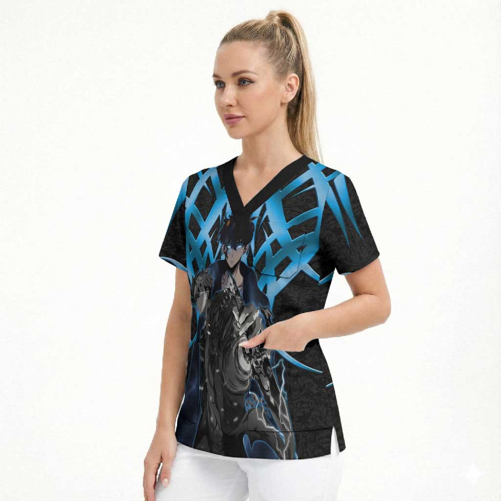 Sung Jin Woo Solo Leveling Scrub Top Neon Shadowcore Anime Style