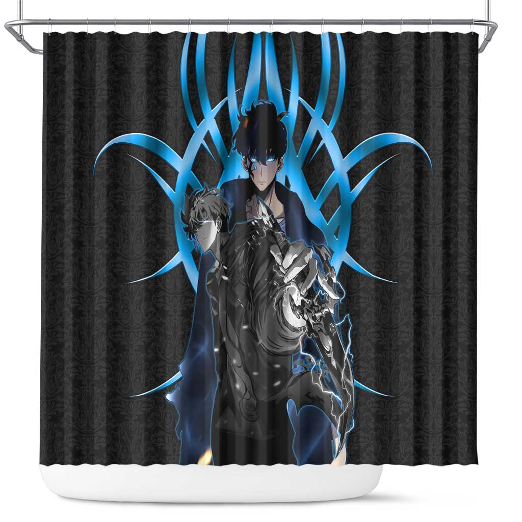 Sung Jin Woo Solo Leveling Shower Curtain Neon Shadowcore Anime Style