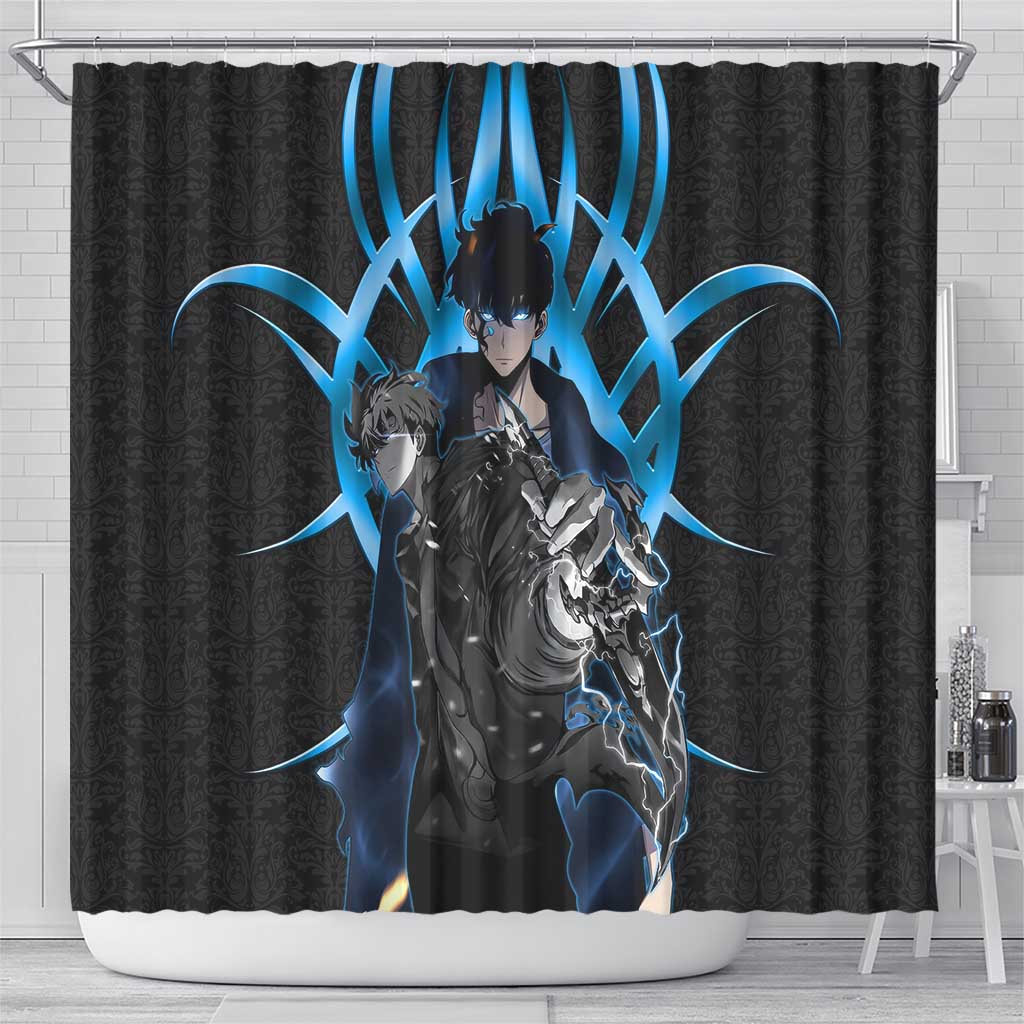 Sung Jin Woo Solo Leveling Shower Curtain Neon Shadowcore Anime Style