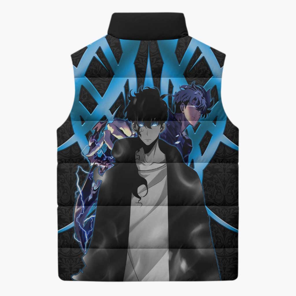 Sung Jin Woo Solo Leveling Sleeveless Puffer Jacket Neon Shadowcore Anime Style