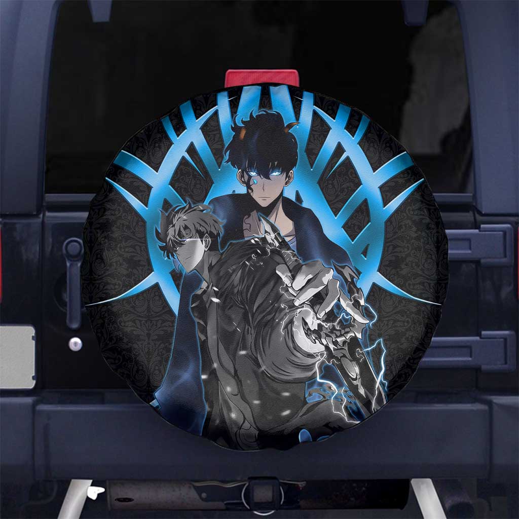 Sung Jin Woo Solo Leveling Spare Tire Cover Neon Shadowcore Anime Style